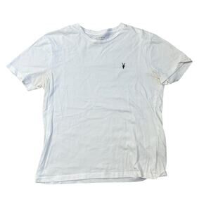AllSaints Men's Brace Cotton T-Shirt White Medium Regular Fit